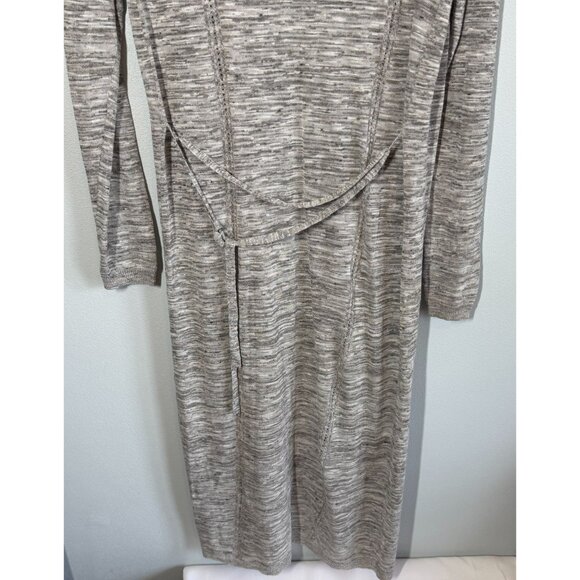 Guess Cardigan Duster Womens Large Gray Open Front Waterfall Draped Chiffon Belt - Picture 9 of 14